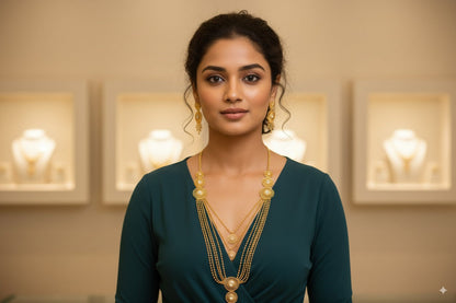 raditional Gold-Plated Bridal Necklace Set with Matching Earrings