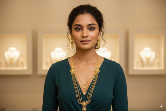 raditional Gold-Plated Bridal Necklace Set with Matching Earrings