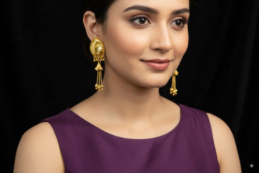 Elegant gold-plated unique shaped earrings