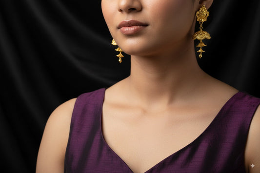 Gold-plated multi-tiered earrings