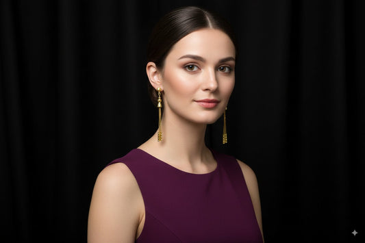 Elegant gold-plated long chain earrings