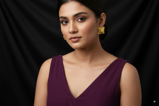 Diamond shaped gold-plated earrings