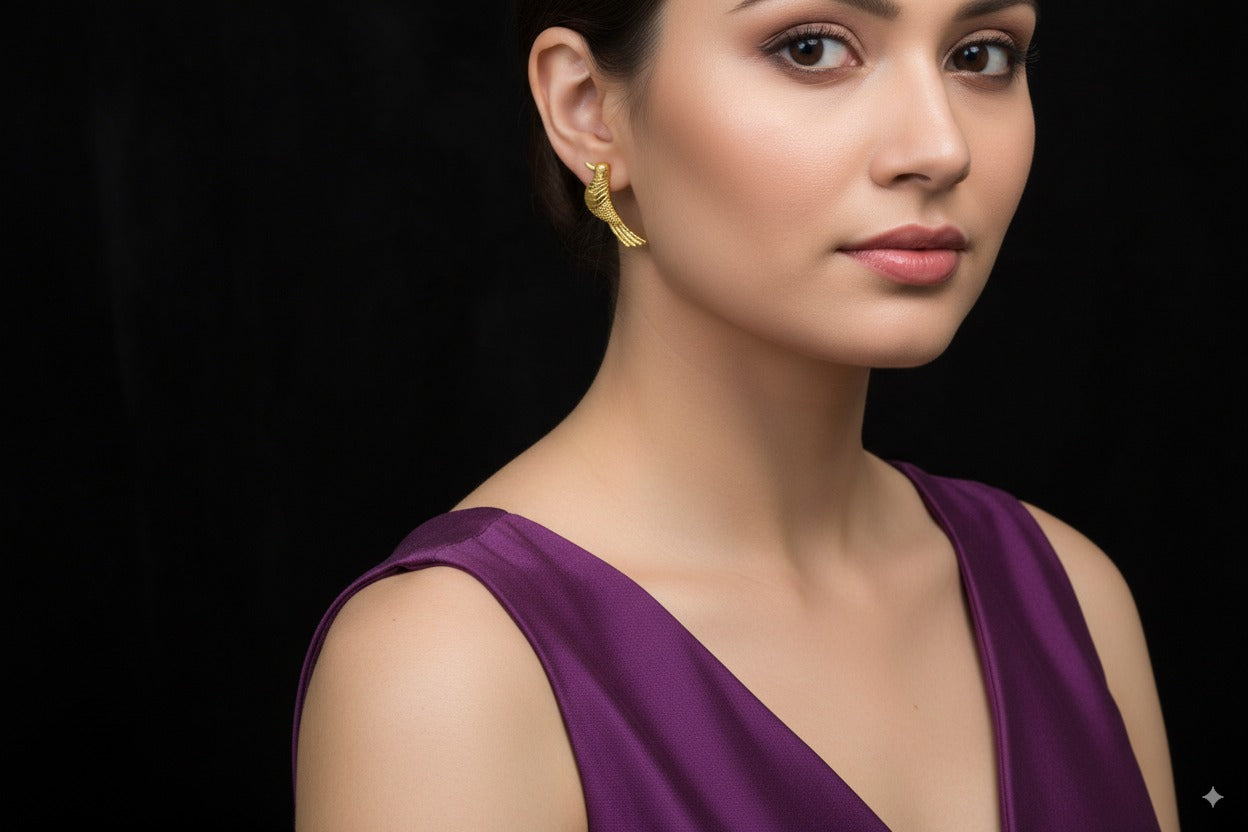 Bird shaped gold-plated earrings