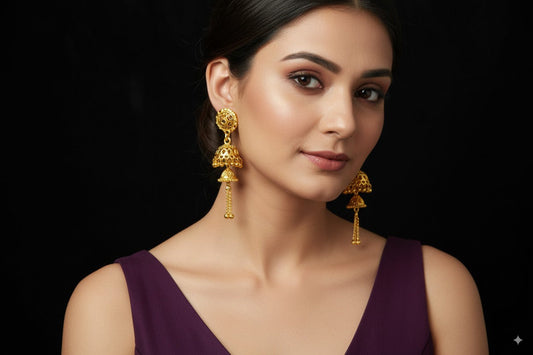 Gorgeous gold-plated multi-tiered earrings