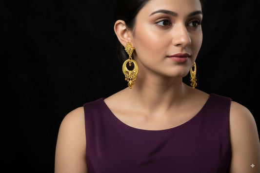 Gorgeous gold-plated unique shaped earrings